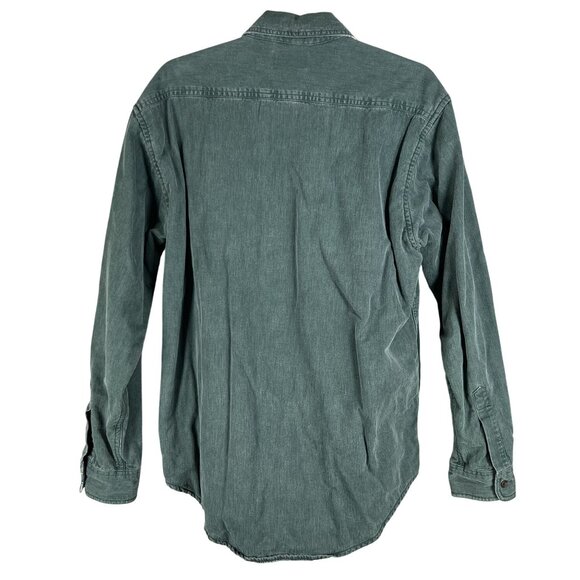 L.L. Bean Mens M Green Denim Canvas Shacket Hurricane Plaid Lining Canada Made - Picture 6 of 16